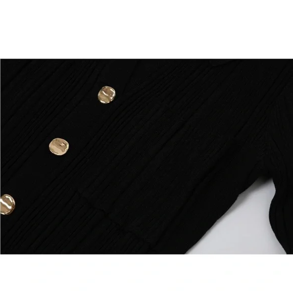 RIVIR CECILIA VARIEGATED RIB KNIT LONG SLEEVE COLLAR MIDI DRESS - Picture 7 of 8